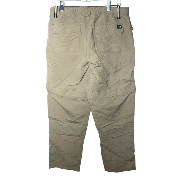 The North Face Mens Sz M Med Cargo Convertible Zip Off Belted Nylon Pants in Tan - Picture 2 of 5